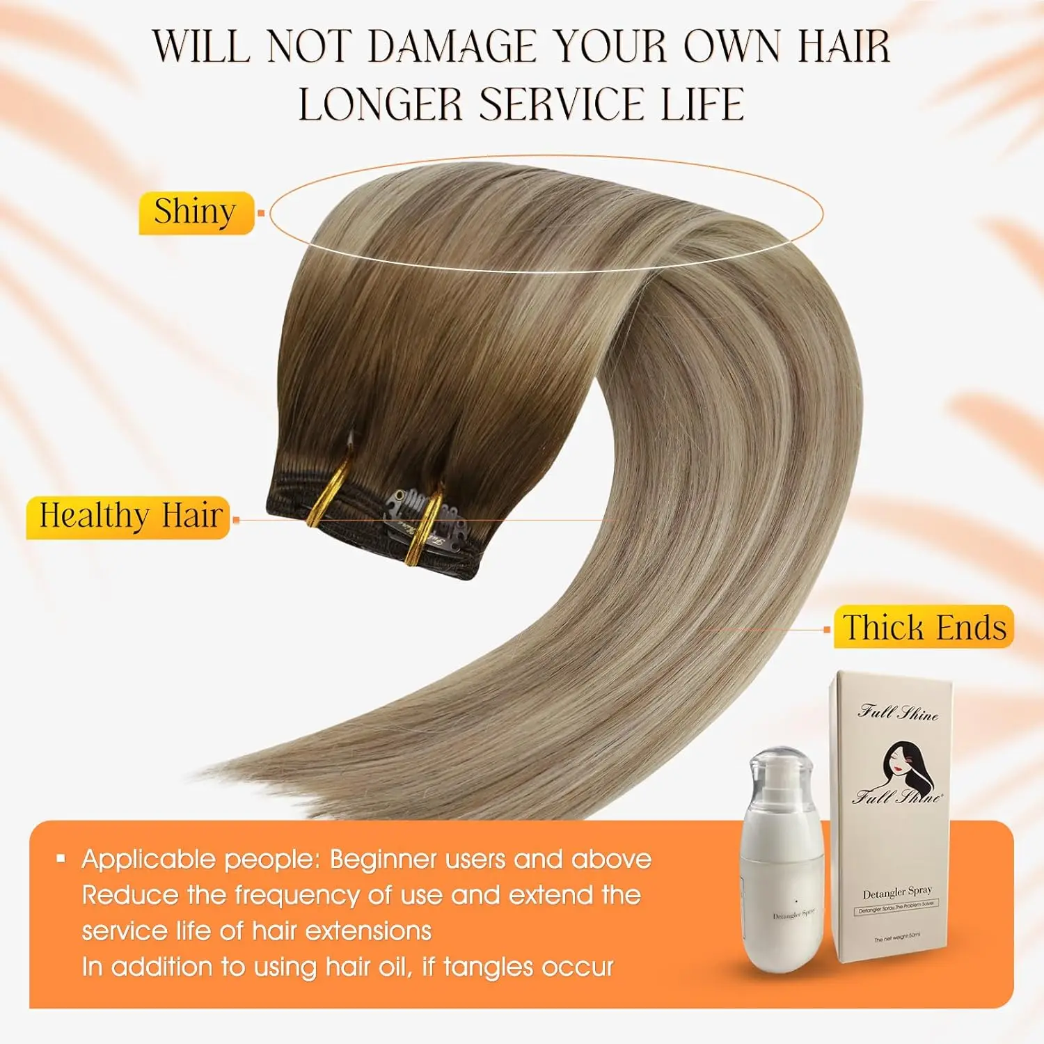 Full Shine Clip in Hair Extensions Balayage Clip in Extensions Human Hair Double Weft Human