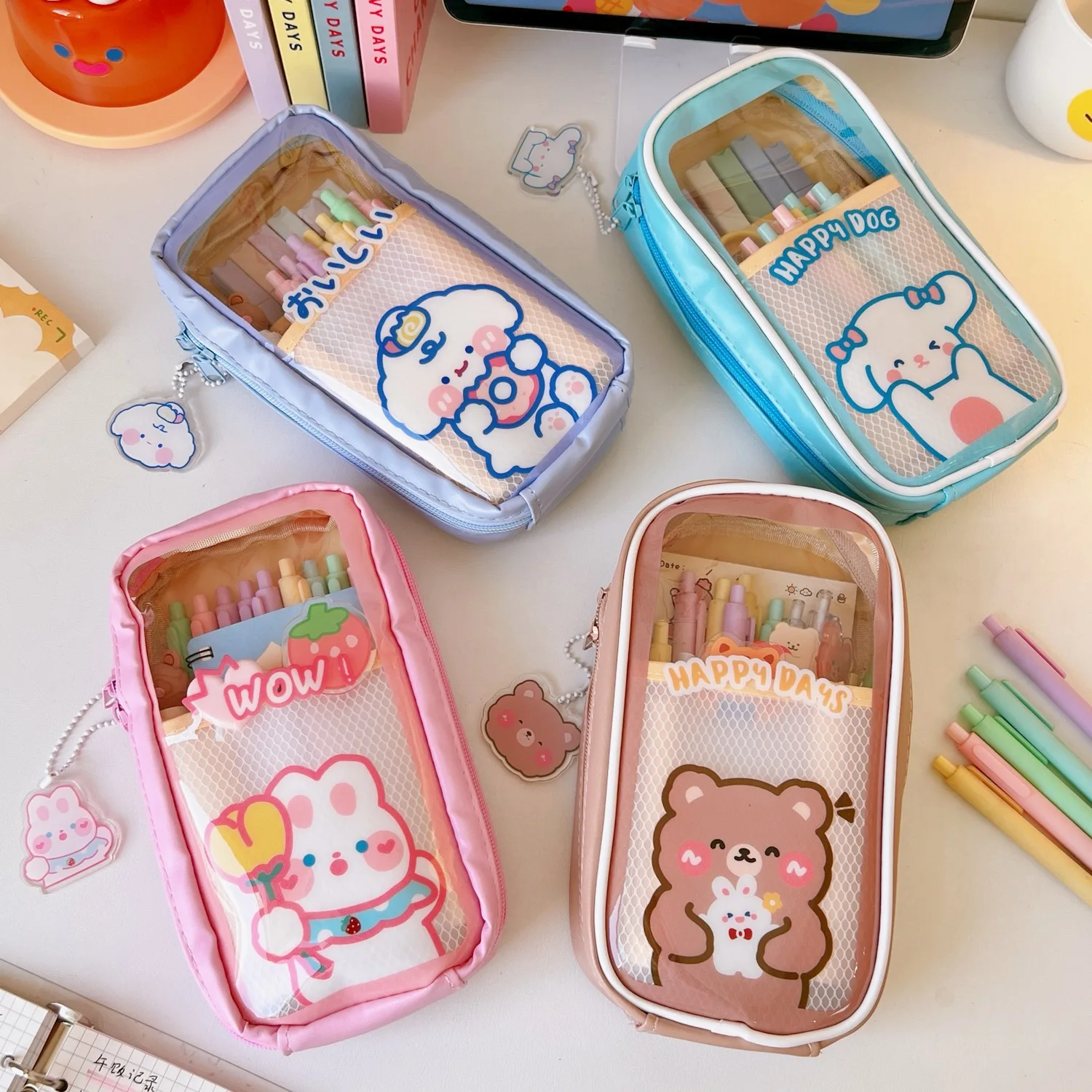 MINKYS Kawaii Big Capacity Pencil Case Pen Storage Bag Cute