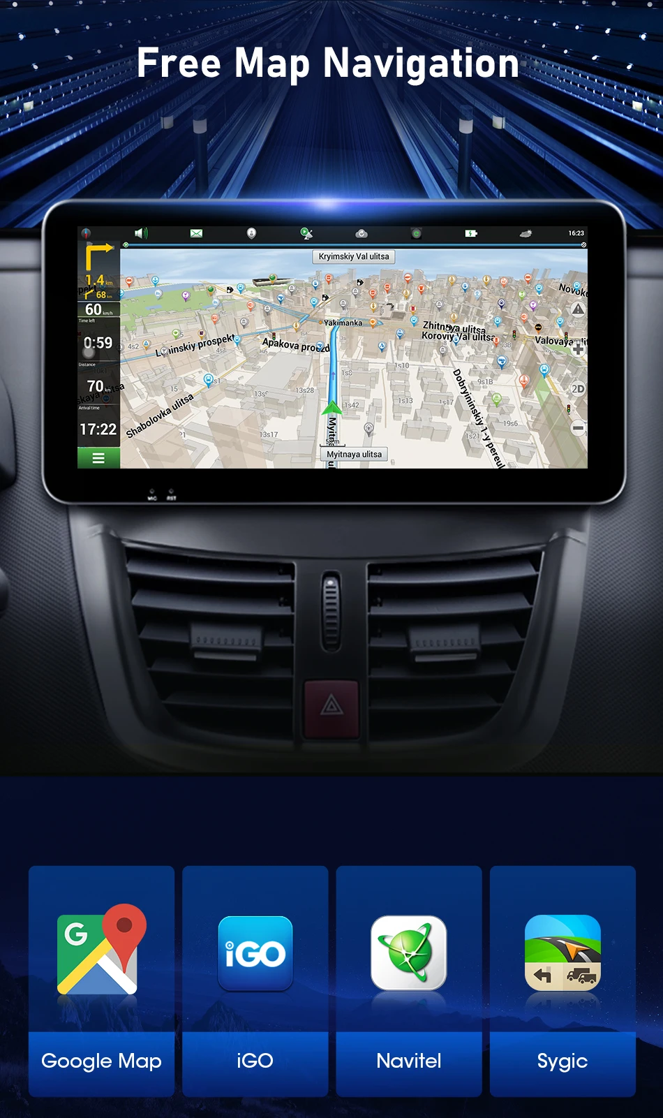 1280x800 Pour Peugeot 207 207cc 2006 - 2015 Autoradio Multimédia Lecteur  Vidéo Navigation GPS 2din Qled Ecran Carplay