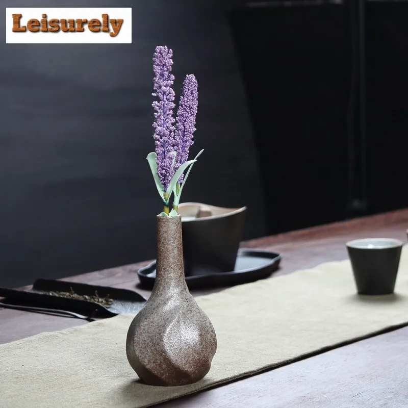 Coarse Pottery Mini Insert Flower Vase Japanese Home Decorations Plant Pot Household Flowerpot Chinese Tea Set Accessories Gift