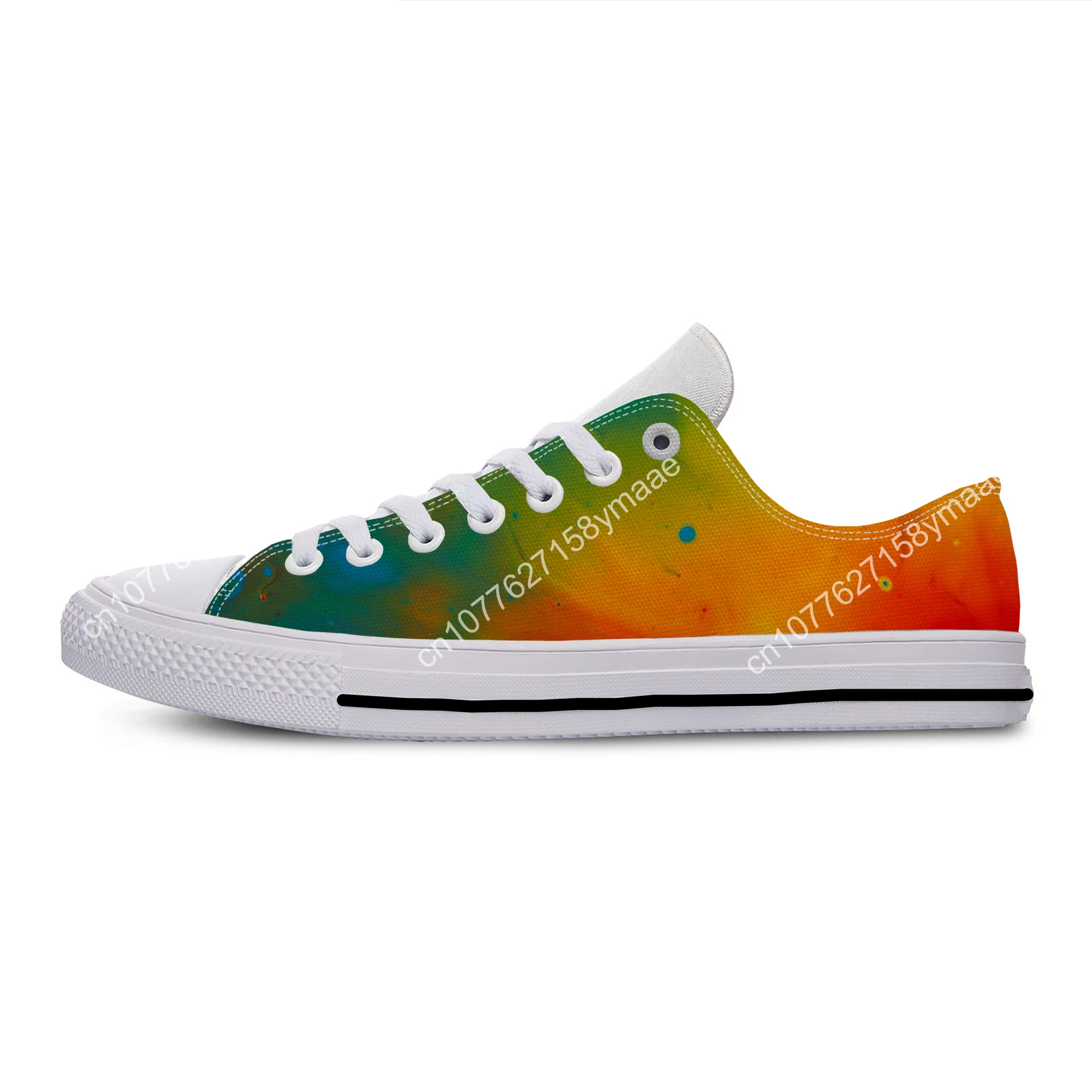 Hot Summer Abstract Multicolor Waves Digital Art  Lightweight Classic Flat Canvas Shoes Men Women Casual Breathable Sneakers