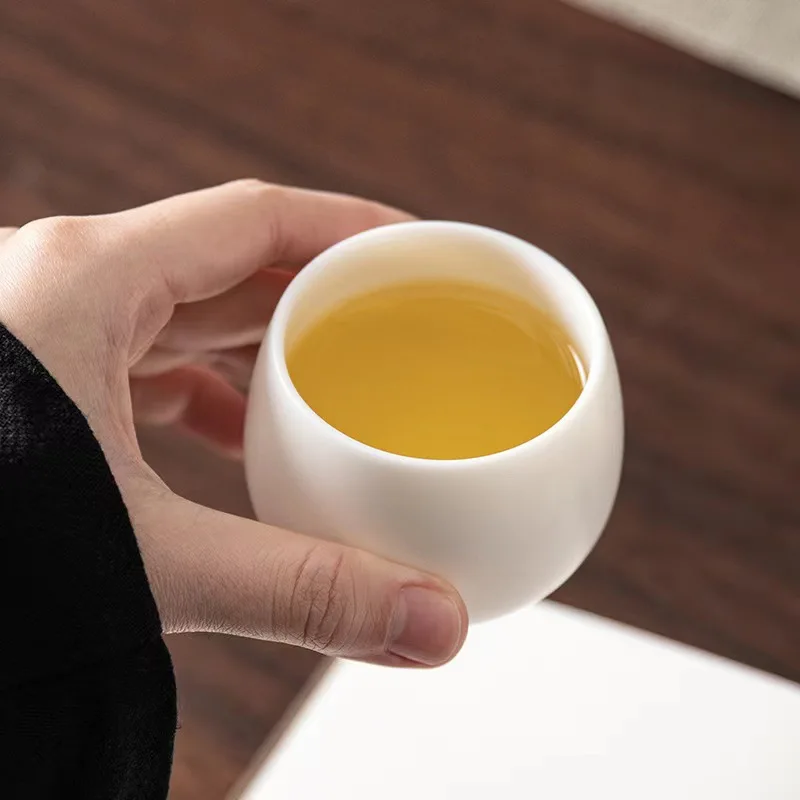 Plain Roast Mutton Fat Jade Small Teacup Dehua Kung Fu Tea Cup Teacup White Porcelain Master Cup Pure White Single