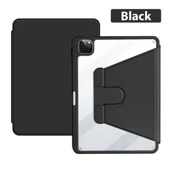 360° Rotating Acrylic Tablet Case with Pencil Holder - Enhanced Protection for iPad Pro12.9in 2020 (Black)