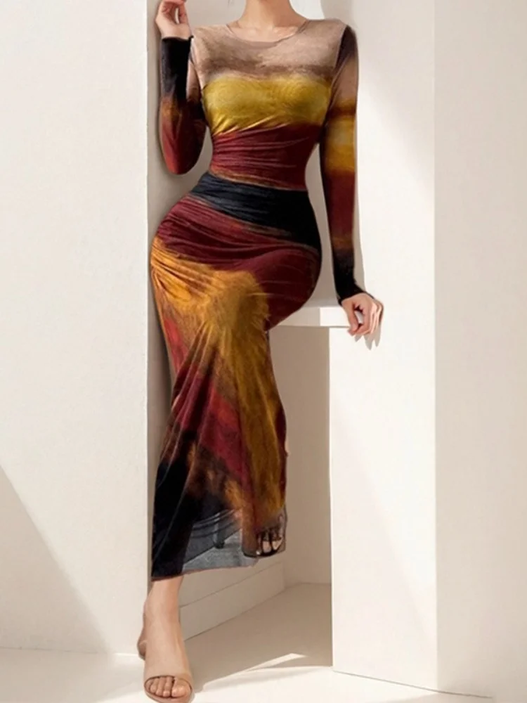 Wmstar Dress Women Wholesale Spring 2025 Cross Border European American Clothing Sexy Slimming Waist Cinching Long Sleeved