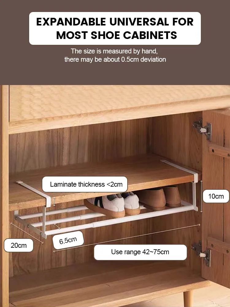 Adjustable Shoe Rack Expandable Hanging Under Cabinets Clothes Shoe Storage Shelf Space-Saving Multi-Purpose Household Shelves