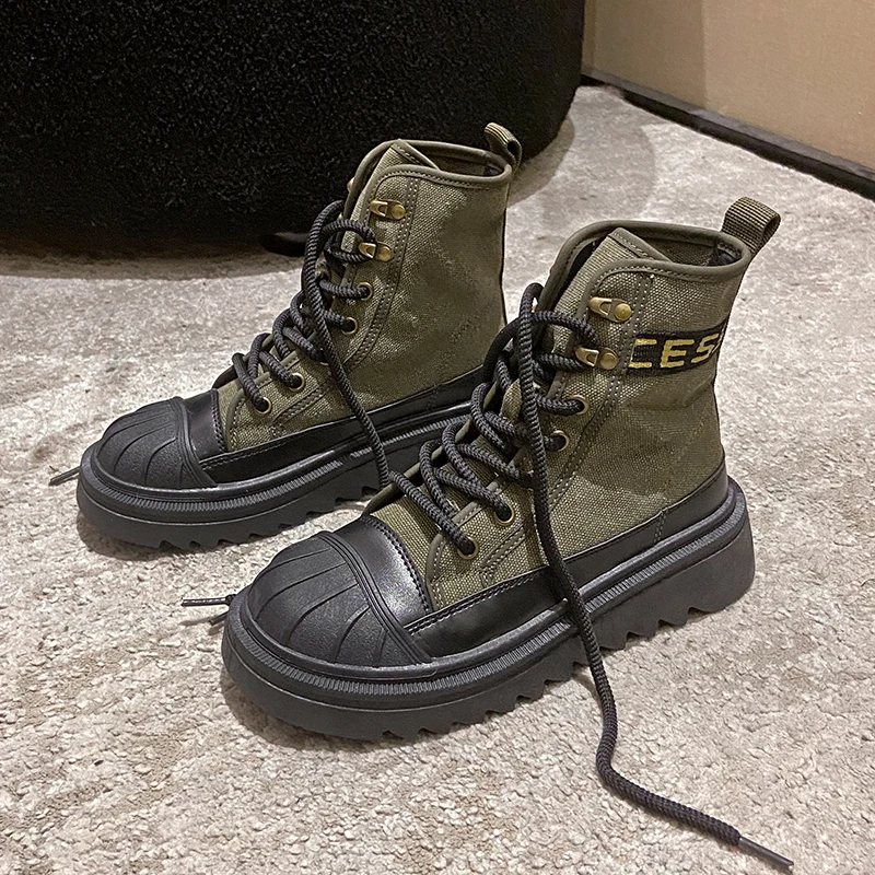 

Women's Ankle Fashion Boots Low Heel Platform Chunky Sole Lace Up Combat Biker Boots