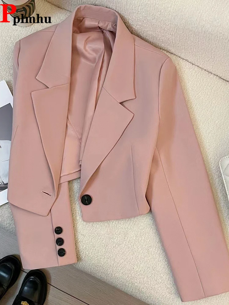 

Fashion Cropped Chic Suit Jackets Korean Women's Long Sleeve Coats Spring Fall Loose Chaquetas 8 Colors Classic Trend Blazer