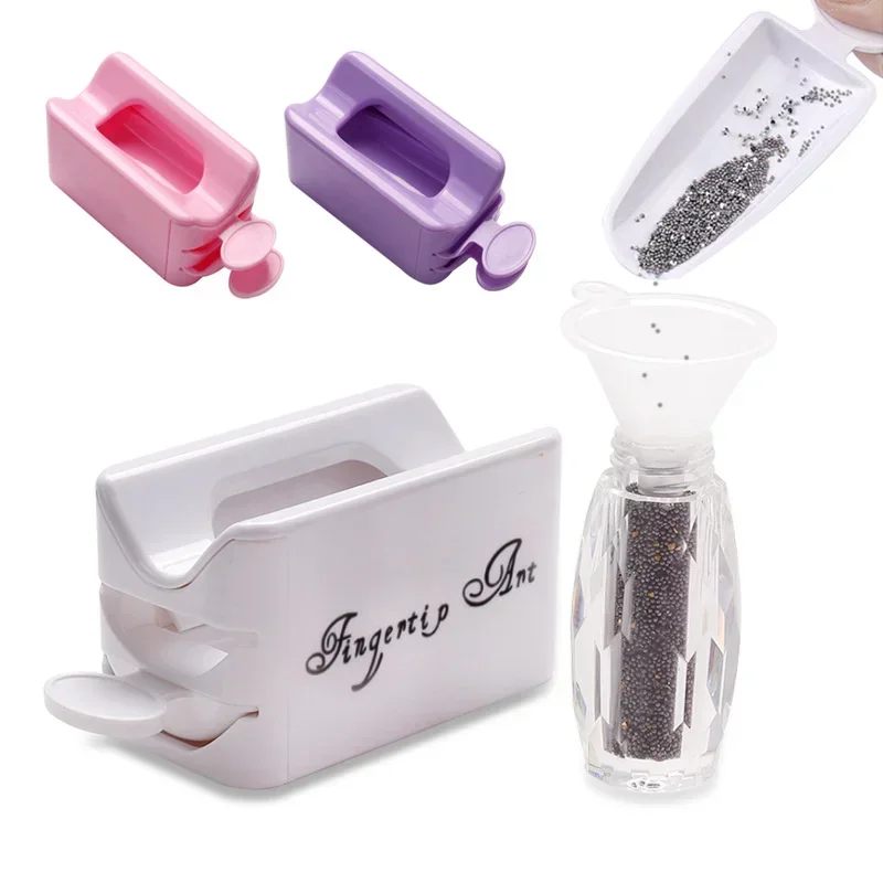 Nail Glitter Powder Recycling Box Double Layer Magic Mirror Powder Storage Case Shiny Sequin Rhinestone Container Manicure Tools