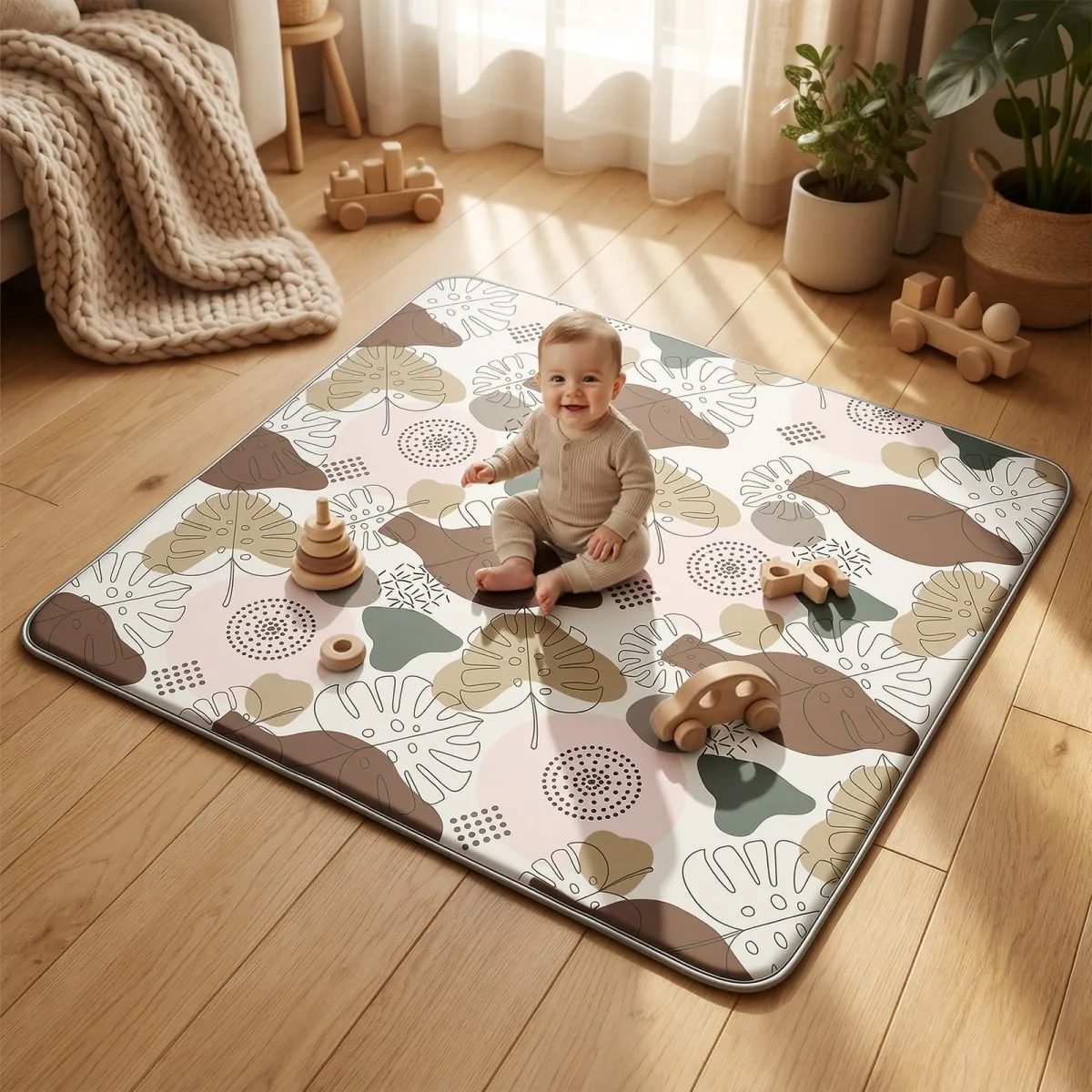 Babyspielmatten, Krabbel-Laufstallmatte, verdickte weiche Polsterung, Schaumstoff-Spielmatte für Babys und Kleinkinder, faltbare Krabbelmatten – Detail 8