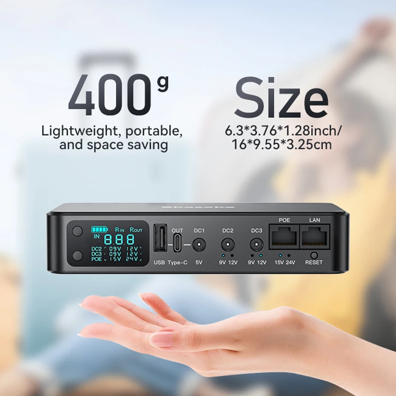 18000mAh Mini UPS Uninterruptible Power Supply Digital Display Multifunctional Monitoring Router Battery Mobile DC Power Supply
