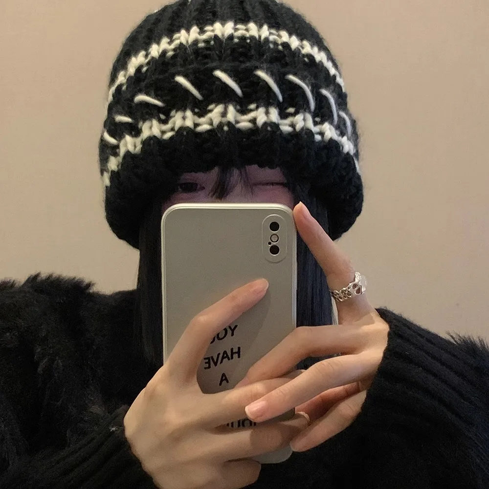 Cappelli invernali di grandi dimensioni per donna Nuovi berretti Cappello lavorato a maglia Ragazza Autunno Berretti femminili Berretti scaldini Berretto casual da donna_voghion.com