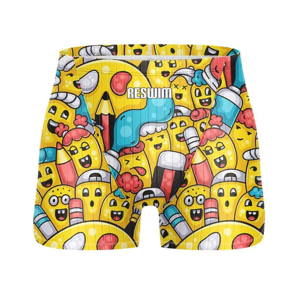 Men's Jammer Swimwear Swimming Trunks Beach Tights Shorts Summer Quick Dry Printing Swimsuit Diving Surf GYM Training Pants