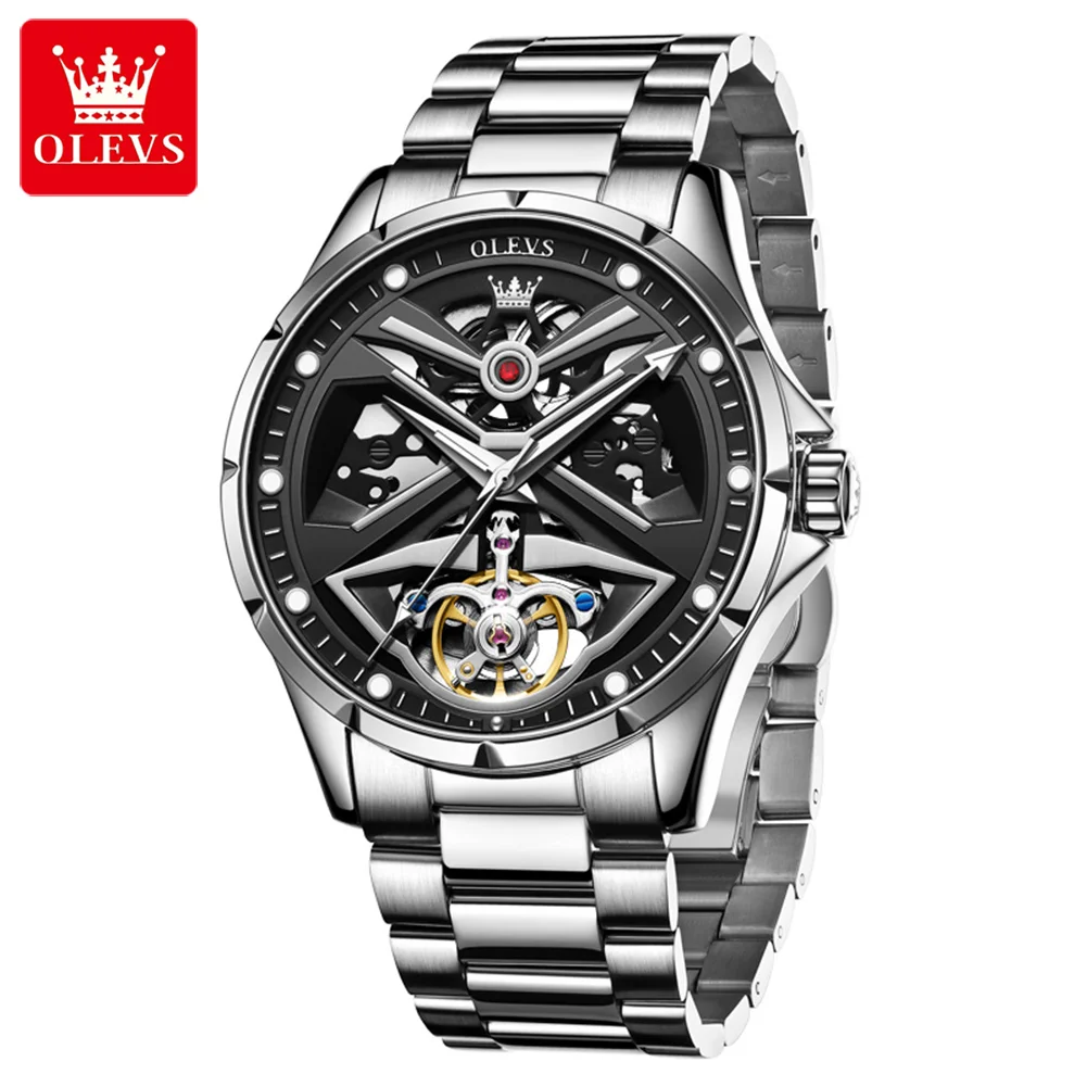 OLEVS 6655 Skeleton Fully Automatic Watch for Men Original Mechanical Wristwatch Luminous Waterproof mechanical watch