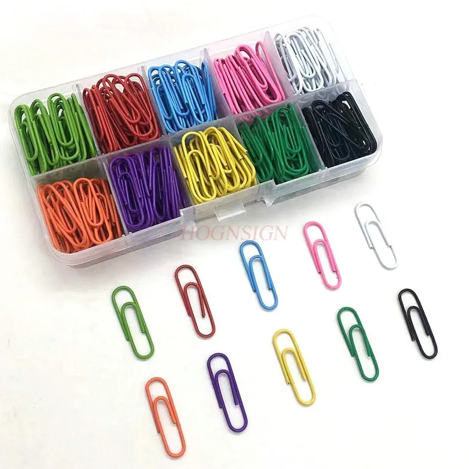 250PCS 플라스틱 코팅 금속 종이 클립, 사무용품 컬러 종이 클립에 사용되며, 플라스틱 상자 포함