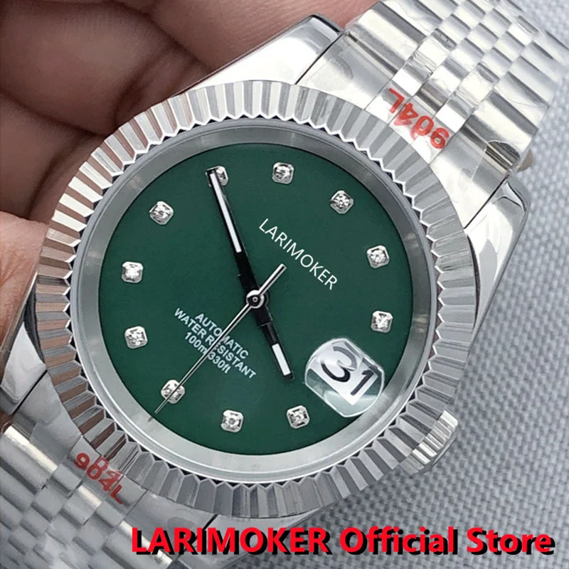 

LARIMOKER новый дизайн 36 мм NH35 Move men t 100 м водонепроницаемые мужские автоматические часы с сапфировым стеклом вращающаяся вставка 904L стальной браслет