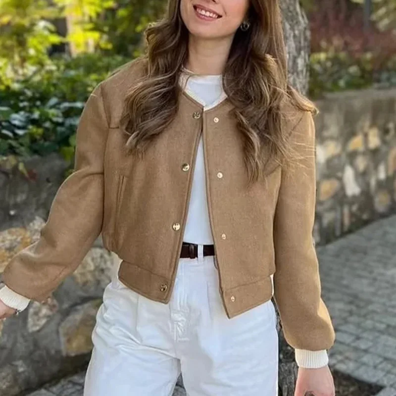 Women's Bombers Jackets Coat Khali Short Outwear Long Sleeve Vintage Vested Female Kurtki Casual Loose Korean zaaztrafins Jacket