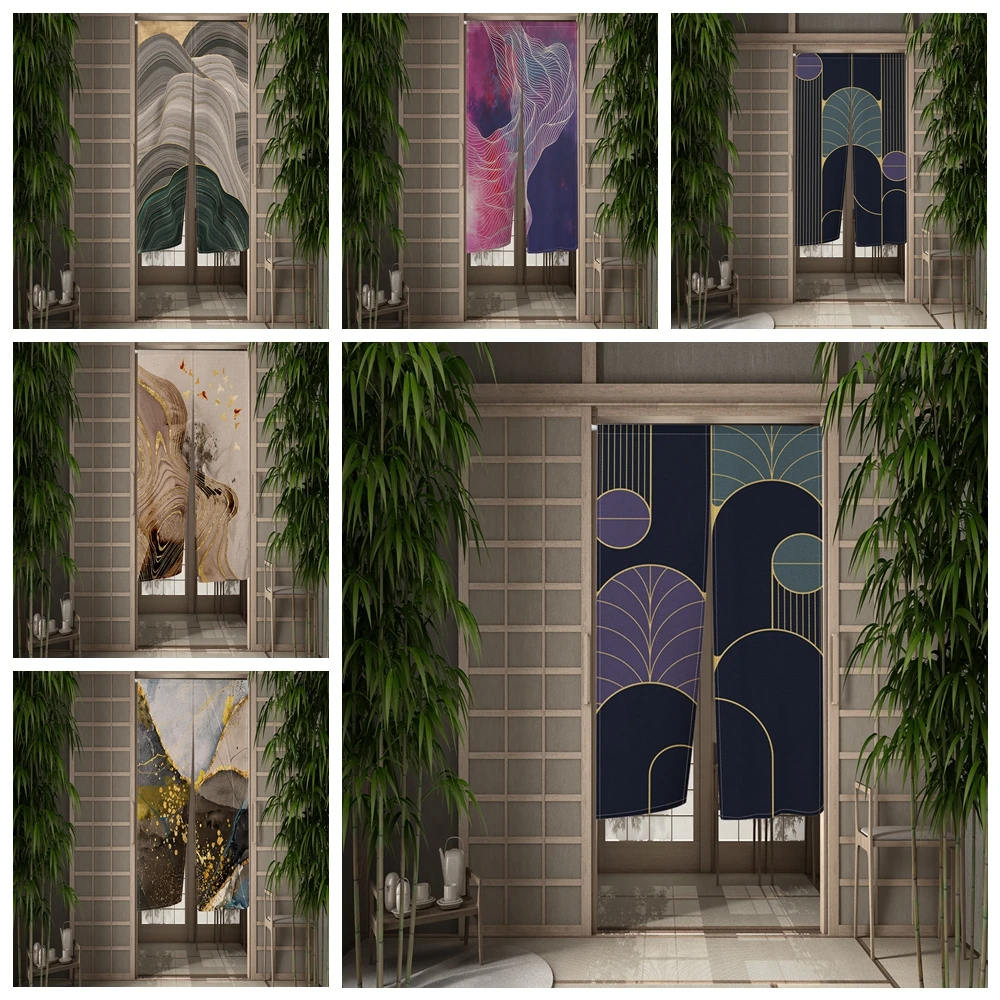 

Nordic Marble Texture Door Curtain Dining Door Partition Curtain Drape Kitchen Entrance Hanging Half-Curtain Modern Room Decor