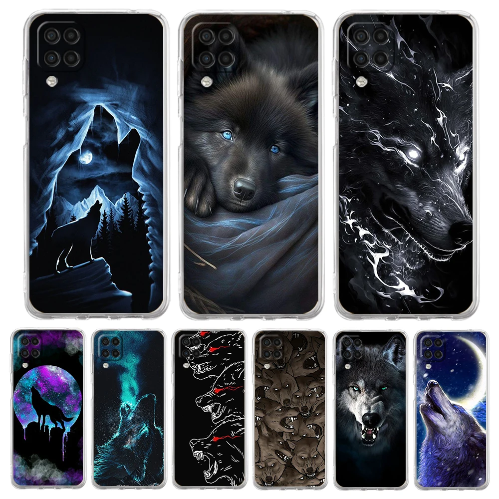 Custodia Moon Roaring Wolf Per Samsung Galaxy A13 A22 A32 A52 A72 A51 A71 A11 A31 A41 M31 A01 A21S 5G Custodia In Silicone Trasparente