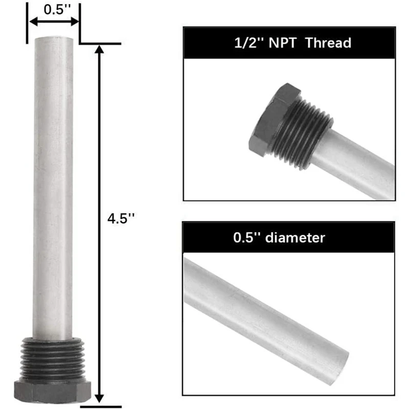 RV Water Heater Magnesium Anode Rod For Atwood Heaters, 4 Pack 1/2Inch NPT  RV Hot Water Tank Anode Rod For RV Heater - AliExpress