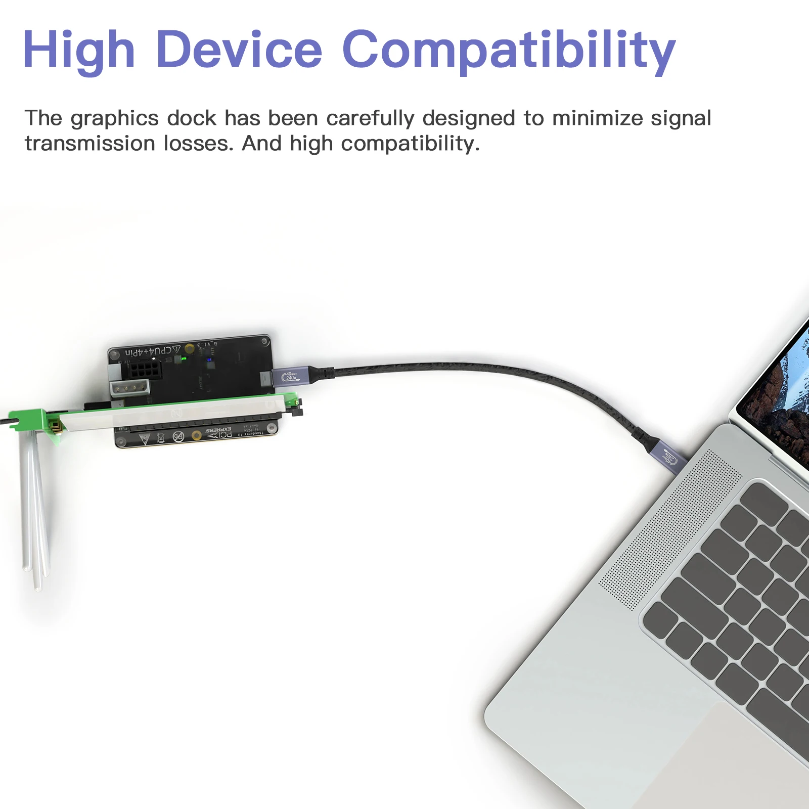 HAMGEEK 공식 메이트독 외장 그래픽 카드 독, 외부 GPU 독, 썬더볼트 4 및 3 FLEX/ATX용 USB4 데이터 케이블 포함