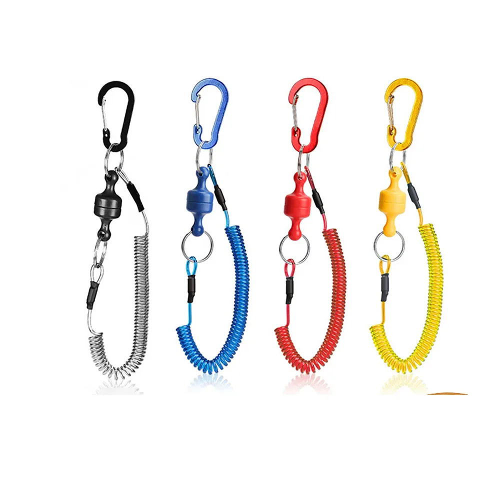 Fishing Lanyards Fishing Rope Retractable Coiled Tether Carabiner for Pliers Grips Accessories 1pcs&mdash;6Pcs