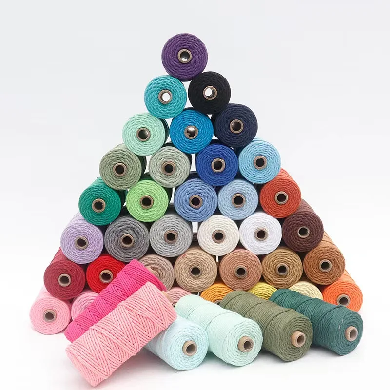 GOHOF Cuerda de algodón prémium para macramé de 3 mm x 150 m, cuerda de algodón suave trenzado de 4 hebras, uno de los materiales más perfectos para arte de macramé, cuerda
