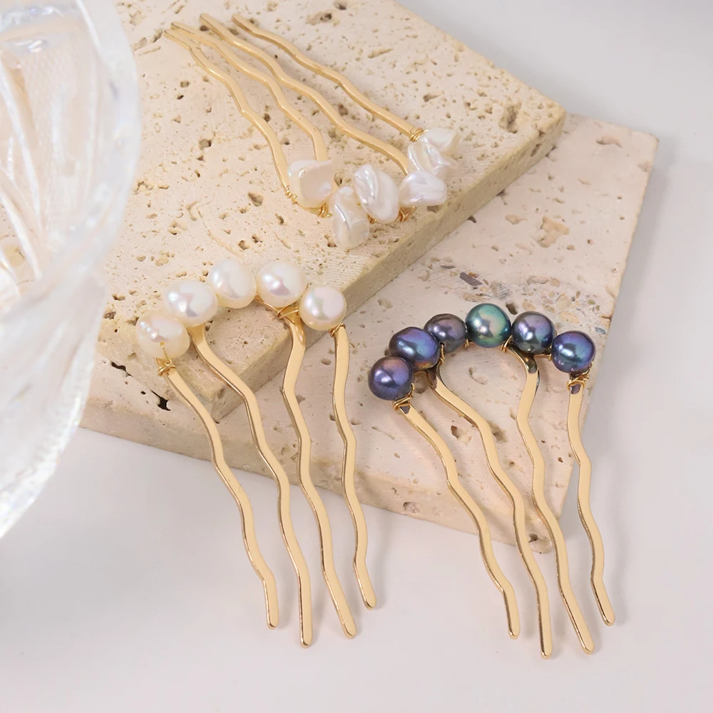 Metal hair accessories Hair accessories Natural Pearl Retro Hair Accessories Women Luxury Jewelry Hair Clips Flamenco Combs For Girls Pin Gift Gh0110