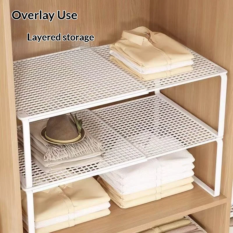 Retractable Wardrobe Storage Layered Organizer Clothes Rack Internal Space Utilization Cabinet Pull-out Shelf Shoe Rack