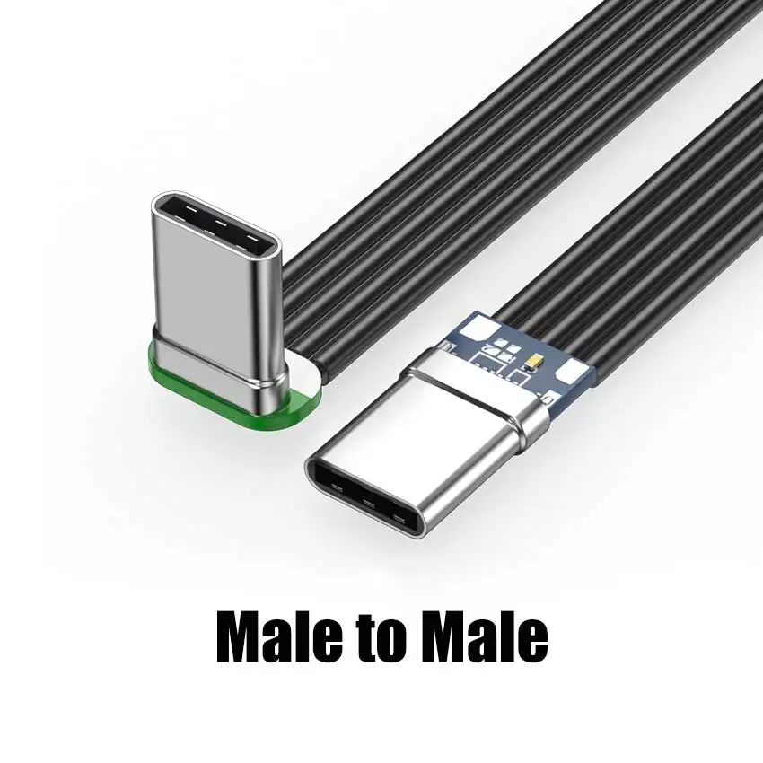 JCD USB-C 소프트 플랫 실리콘 코드 남성-남성 / 남성-여성 어댑터 타입-C 데이터 고속 충전 케이블 휴대폰 태블릿용