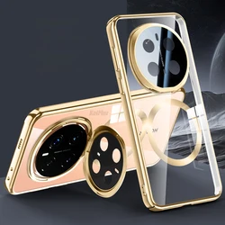 Luxury Plating Clear Case with Magnetic Alloy Lens Holder and Hard Back Cover for MAGIC7 PRO (Gold)