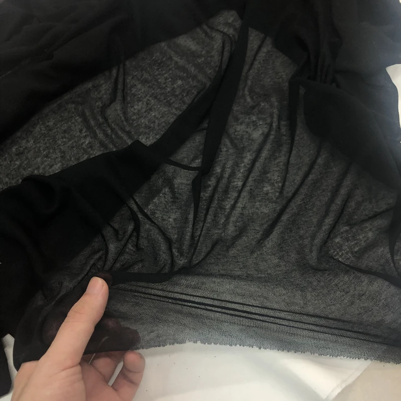 

Black High Elasticity 100% Pure Cotton Knitted Cotton Fabric Summer Ultra-Thin Slightly Transparent Pendant Dress Fabric