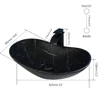 KEMAIDI Black Ceramic Vessel Sink with Faucet and Drain Combo 24 inch Oval Above Counter Bathroom Sink Bowl with Marbling Basin 6