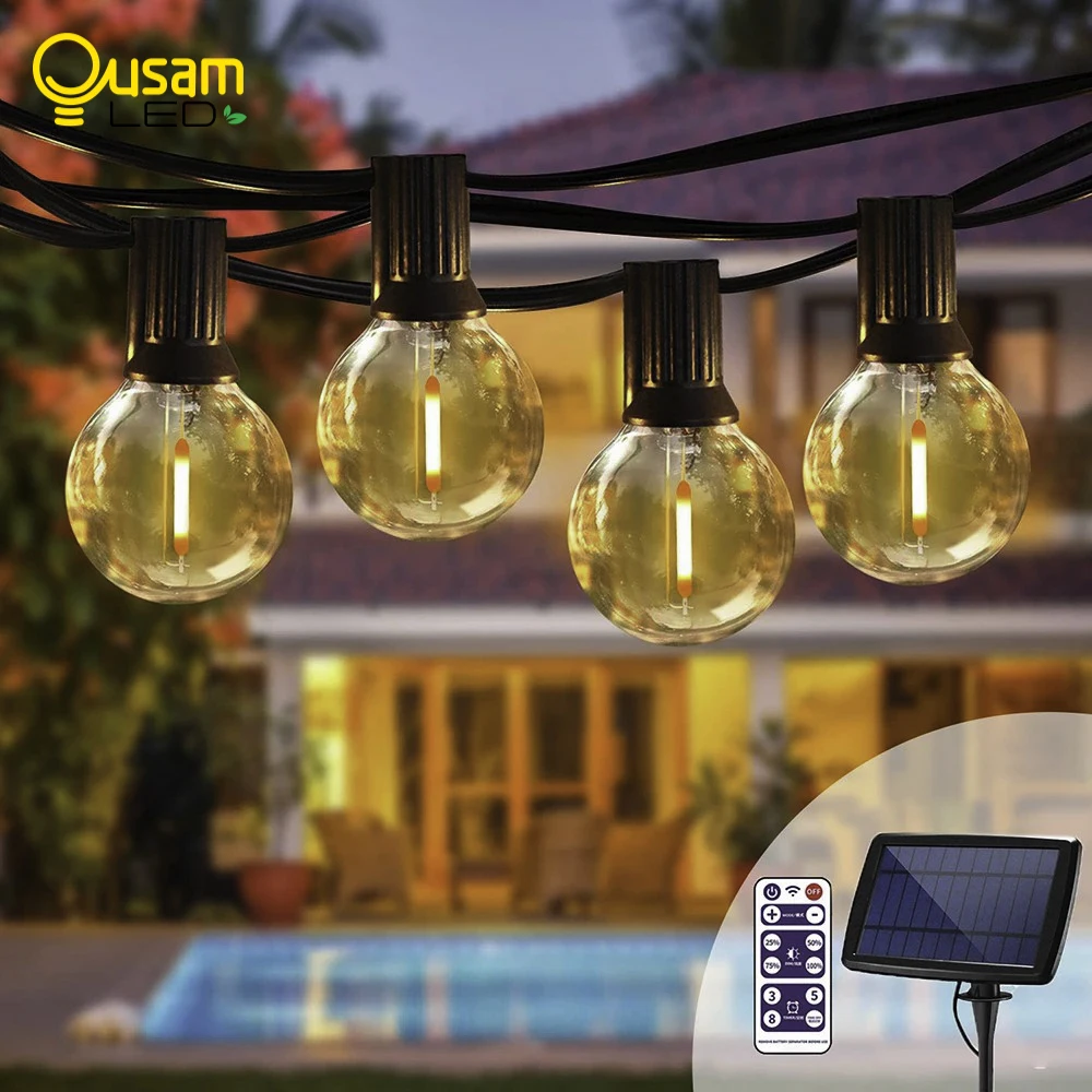 Solar Light Garden Decoration Outdoor String Lights Festoon led Light G40  Bulb LED Garland USB Recharge