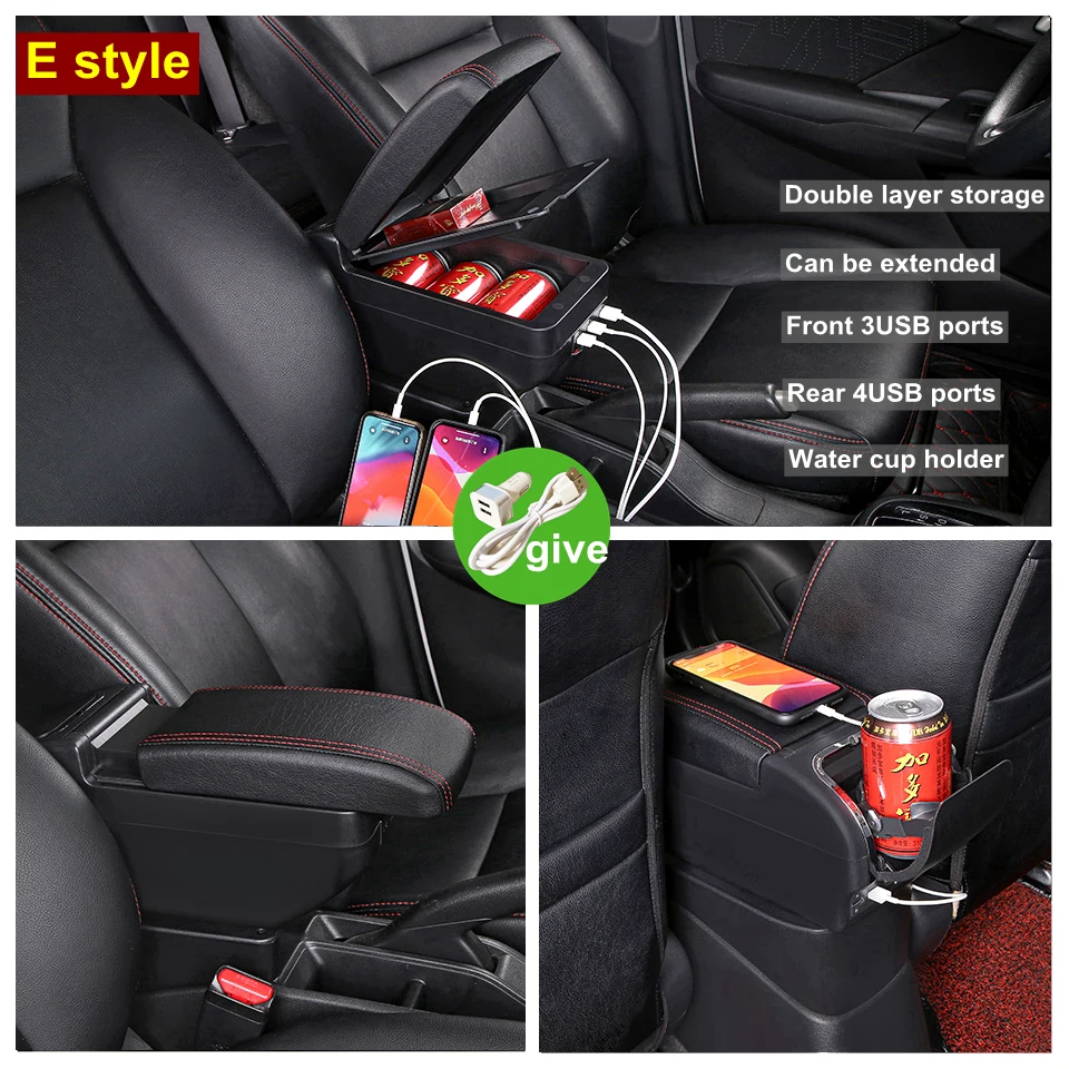 Armlehne Box Für Ford Fiesta mk7 2009-2019 Zentrale Speicher Inhalt Mit  Versenkbare Tasse Loch Große Raum Dual Schicht USB Lade - AliExpress