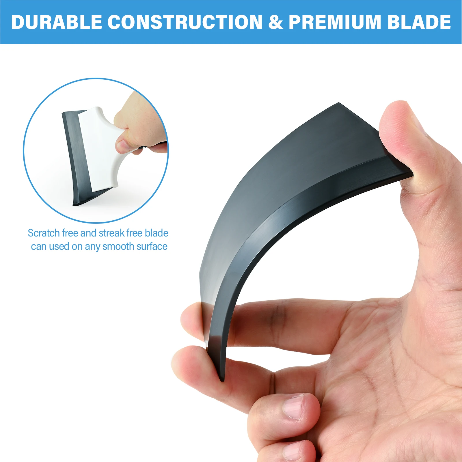 EHDIS 2pcs 미끄럼 방지 고무 손잡이 스퀴지 자동차 창 색조 물 긁기 와이퍼 가정용 유리 거울 테이블 청소 스크레이퍼
