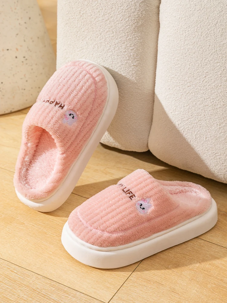 Winter Home Cotton Slippers for Women's Indoor Soft Sole, Non slip, Warm, Not Tired, Simple Couple Cotton Shoes for Men 4