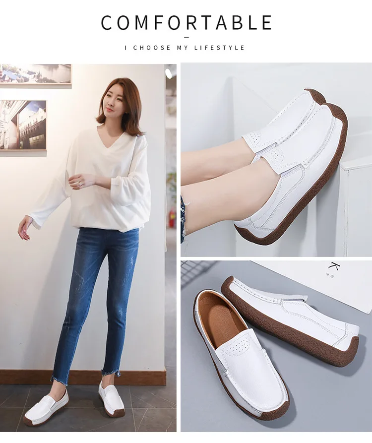Spring Autumn Light Women's Flat Shoes 2022 New Comfort Plus Size White Women's Vulcanize Shoes Hollow Casual Women Loafers