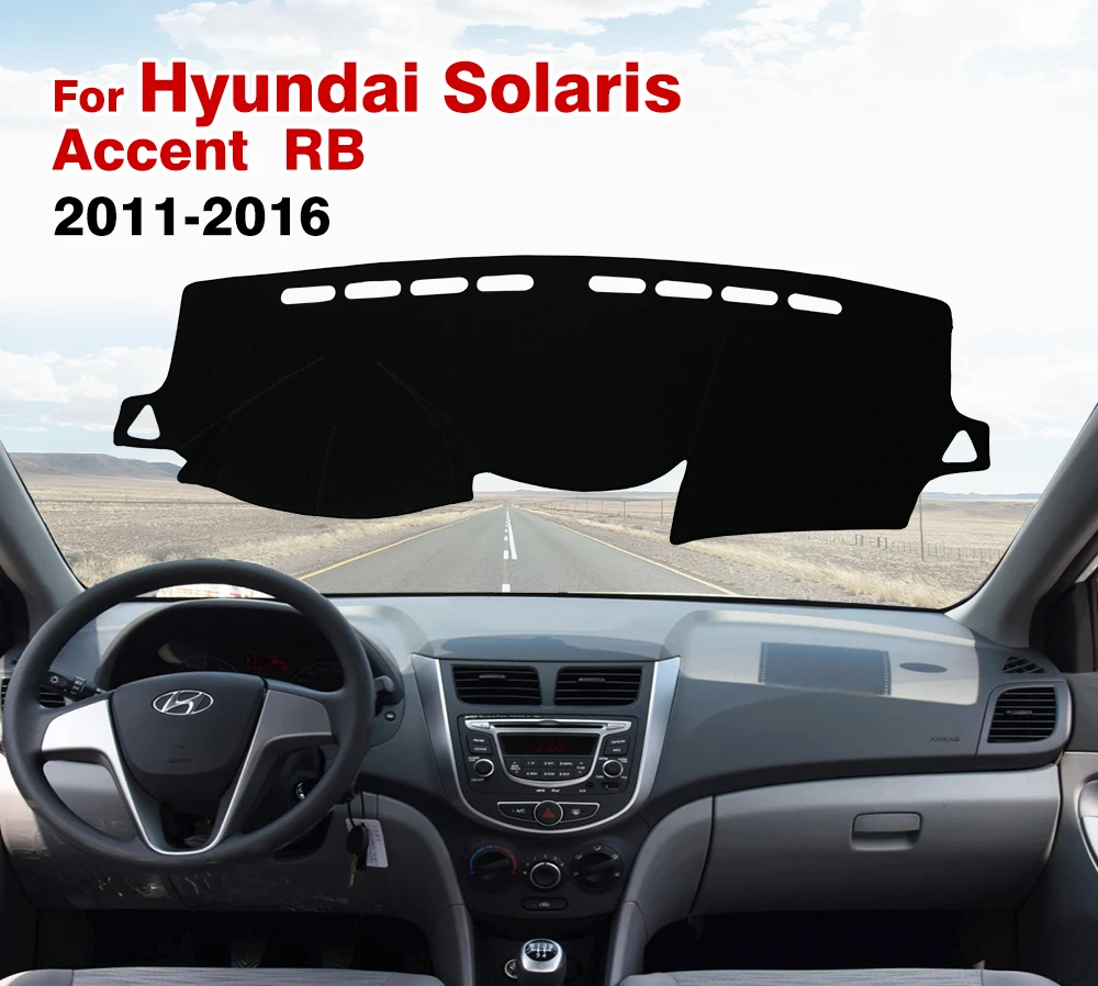 Dash Mat Anti-UV Carpets Car Dashboard Cover For Hyundai Solaris Accent RB 2011 2012 2013 2014 2015