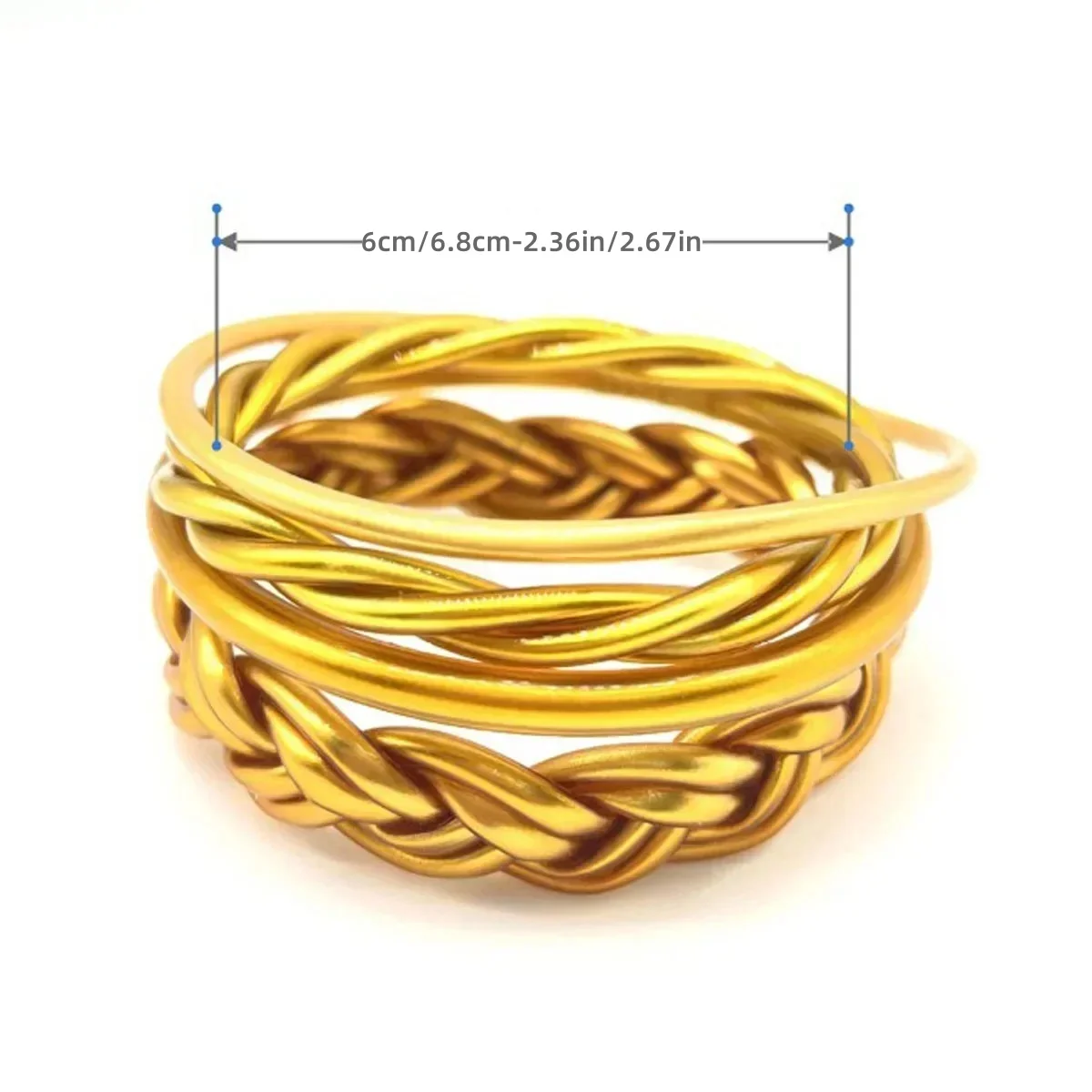 4Pcs/set Weaved Bracelet Glitter Filled Jelly Bracelets Silicone Lightweight Glitter Jelly Bangles Bracelets Set for Women 3