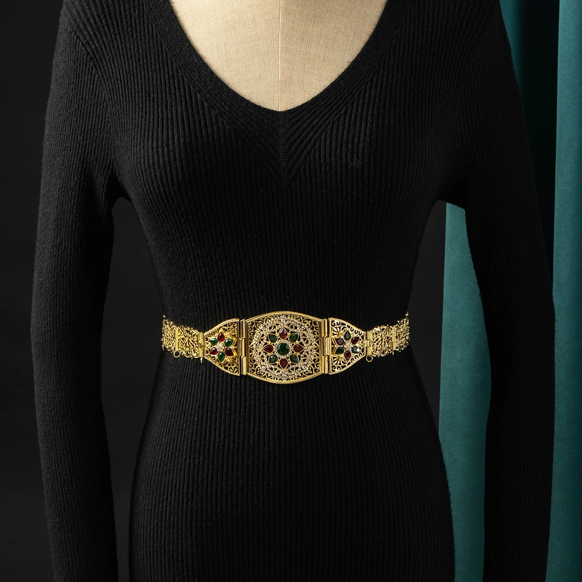 Vintage Metal Caucasian Ethnic Style Women's Body Jewelry Length Adjustable Wedding Dress Waist Chain Arabian Bridal Belt