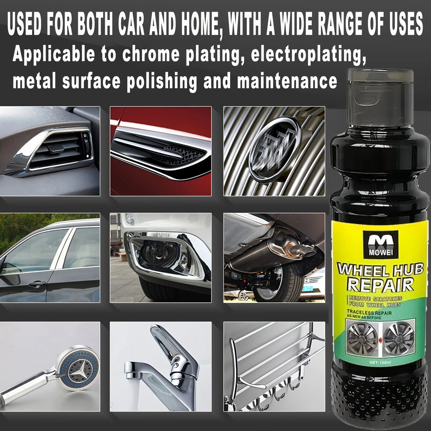Car Wheel Chrome Repair Paste, Professional Restoration & Protection for Metal Rims, Wheel Hub Polish, Chrome Plating Agent