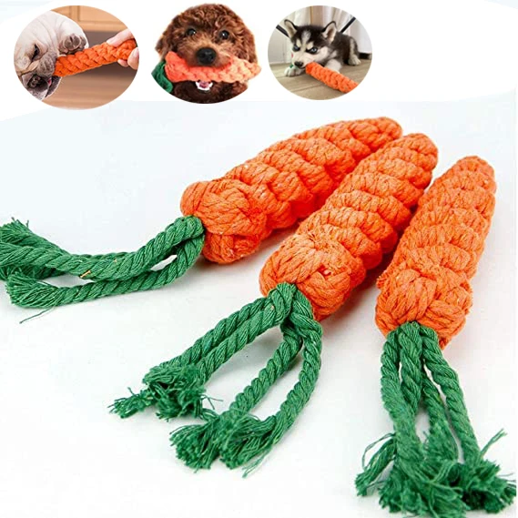 Carrot Shaped Knot Ropes Pet Dog Toys Chew Cat Toy Safe Toys for