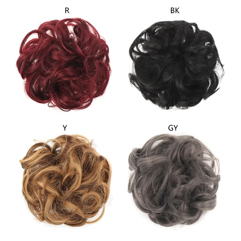 지저분한 머리 롤빵 확장 여자를위한 곱슬 물결 모양의 머리 Scrunchies 여자 대형 합성 Updo 머리 발톱 클립 머리 Chignons