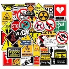 

10/30/50pcs Warning Danger Banning Stickers Skateboard Fridge Guitar Laptop Motorcycle Travel Classic Toy Cool Decals Sticker