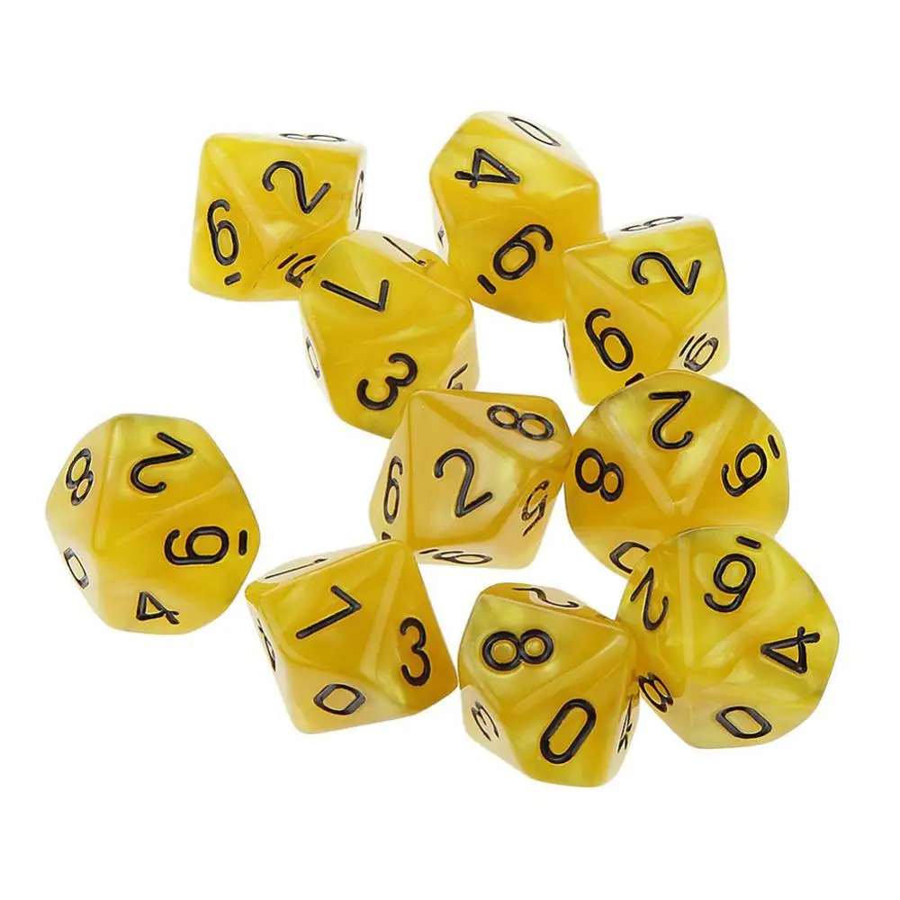 10Pcs Multi-sided TRPG Game D10 Polyhedral Dice Acrylic Dice Party Games Amazing Mixed Colours DND Game For Playing Games