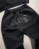 Letters Rhinestone Sequin Hoodie Sweatpants Two Piece Set Y2K Sportswear Mens Letters Embroidered Sweatshirt Casual Pants Set 4
