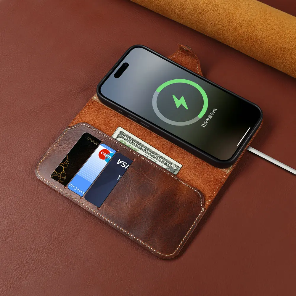 Luxury Genuine Leather Wallet Cover - Premium Flip Case with Card Holder