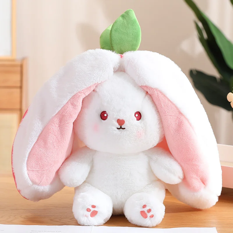 Jouet en peluche lapin transfigure Fruit Kawaii, jolie carotte fraise en  lapin, cadeau d'anniversaire et de noël pour enfants