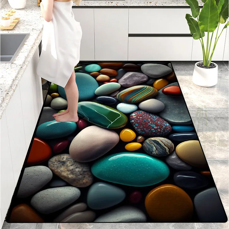 Creative Pebble Carpet Colorful Floor Mat Bathroom Door Mat Absorbent and Non slip Rugs Kitchen area rug