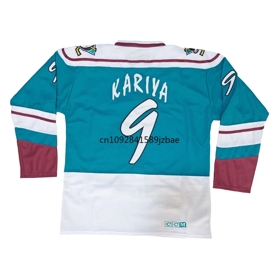 Paul Kariya 8 Teemu Selanne 96 Charlie Conway Ice Hockey Jerseys for US Mens M-3XL